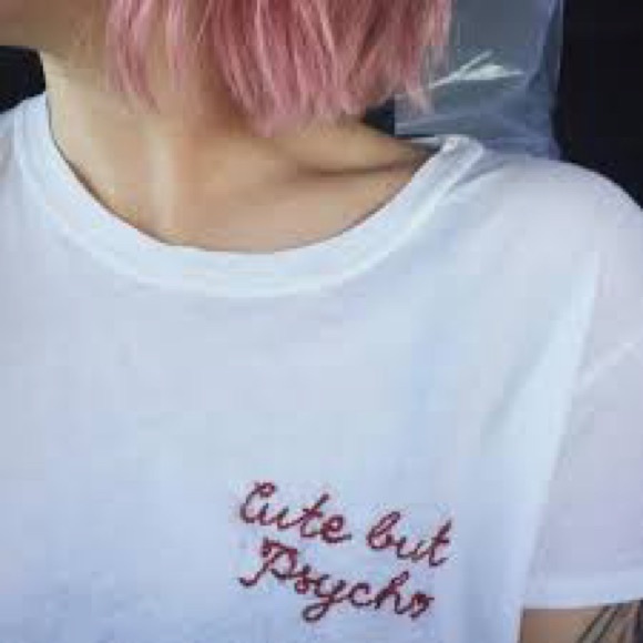 Brandy Melville - cute but Psycho white Tshirt - Picture 1 of 6
